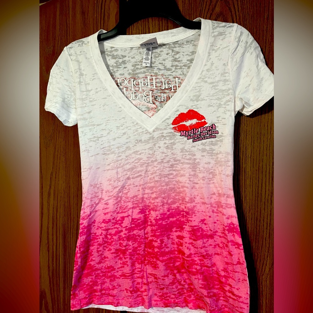 White, pink, ombre, burnout, Tshirt